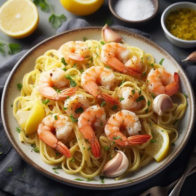 4. Lemon Garlic Shrimp Pasta