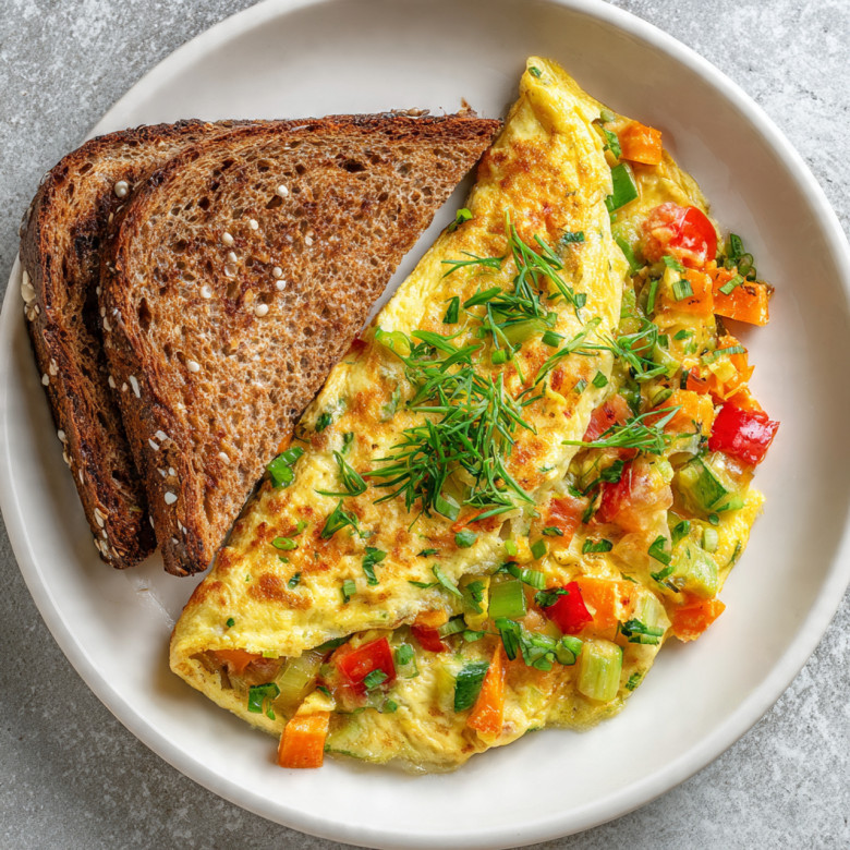 Omelet met groenten &amp; volkoren toast